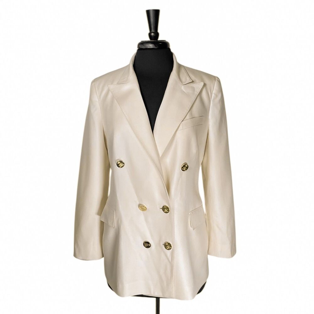 Ralph Lauren Purple Label Cashmere Blazer 10 Cream Double Breasted USA Silk - Picture 2 of 14